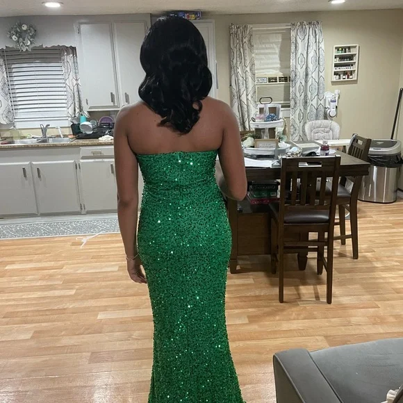 slim fit dress slacks A-Line Spaghetti Straps Corset Emerald Green Long Prom Dress PSK626 US16 / Custom Color main image 0